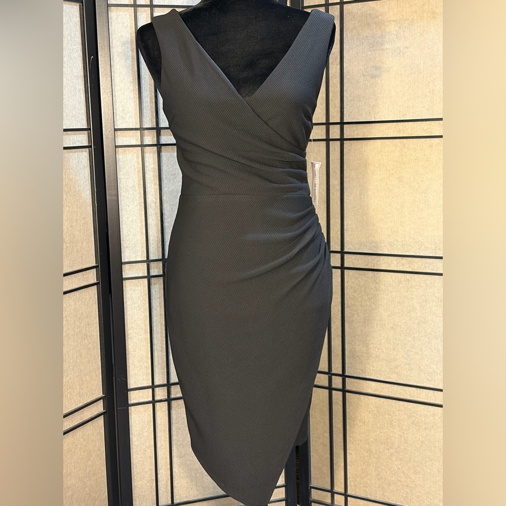 Bisou Bisou Bodycon Black Sheath Dress Size 4 Womens Wedding Cocktail Slimming